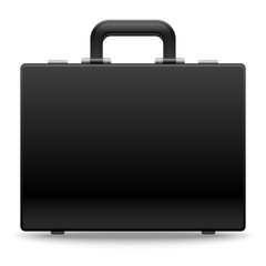 Black business briefcase. Used by businessmen, clerks, office workers for carrying important documents, money and expensive property. EPS10 vector illustration isolated on white background.