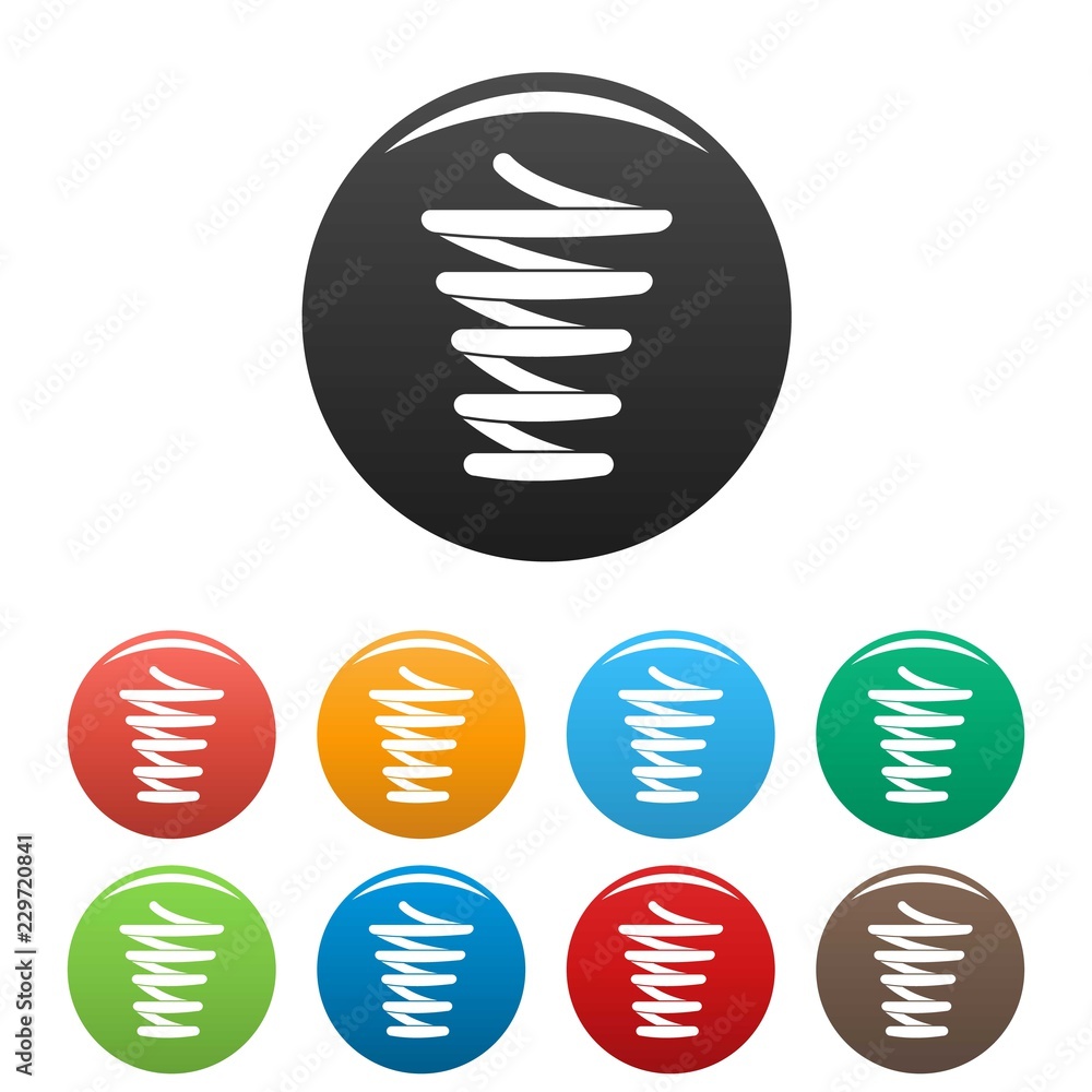 Poster spiral spring icons set 9 color vector isolated on white for any design