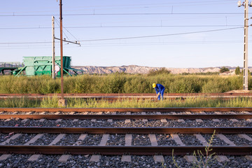 worker working on railroad