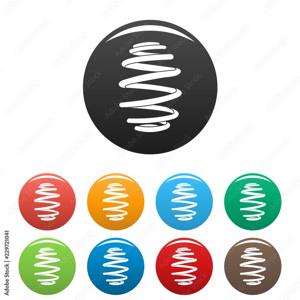 Poster wire coil icons set 9 color vector isolated on white for any design