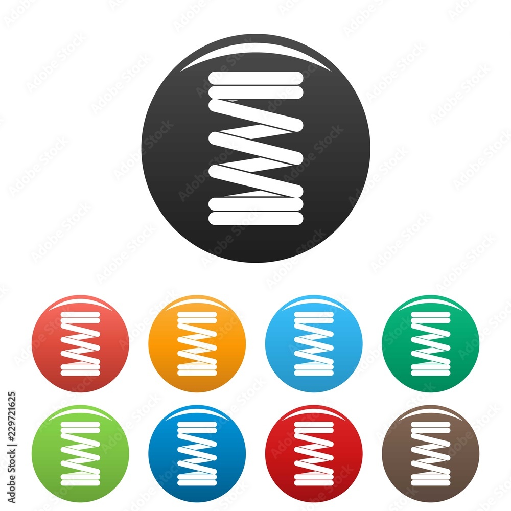 Aufkleber elastic spring wire icons set 9 color vector isolated on white for any design