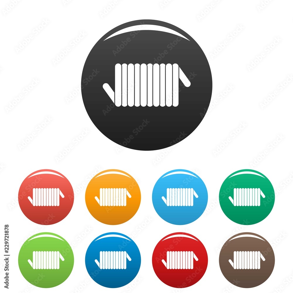 Poster cord spring coil icons set 9 color vector isolated on white for any design