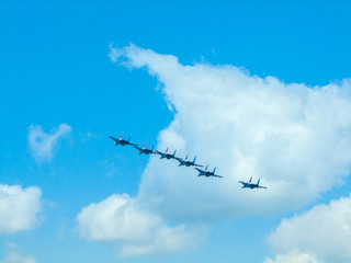 Jet planes in the sky at airshow