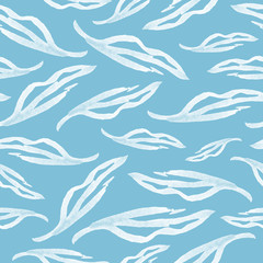 Seamless abstract graphic pattern of leaves, feathers.