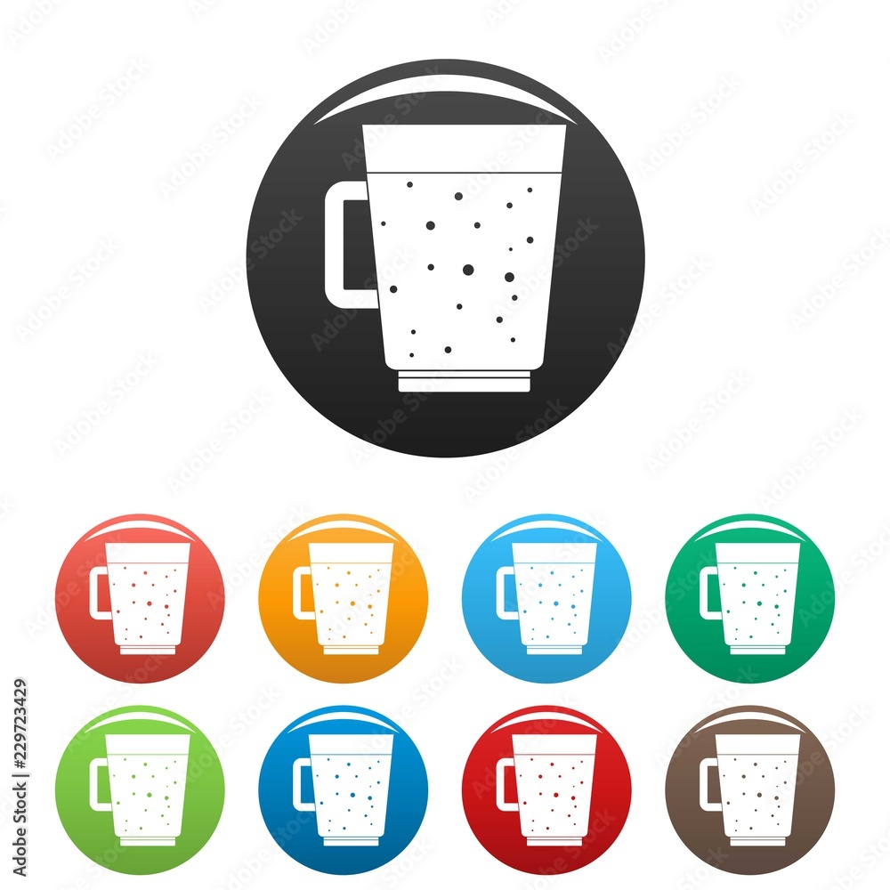 Poster blueberry smoothie icons set 9 color vector isolated on white for any design