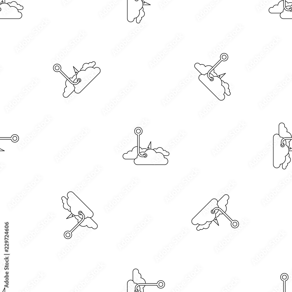 Poster phishing cloud data pattern seamless vector repeat geometric for any web design