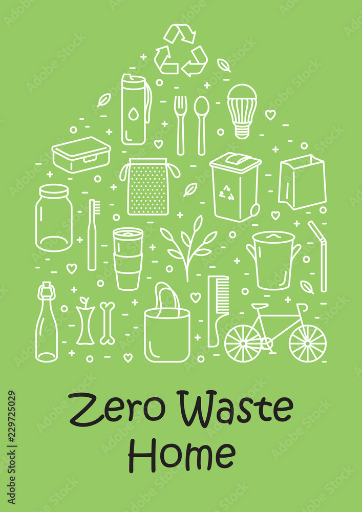 Wall mural Vector Zero Waste Home Icon Banner