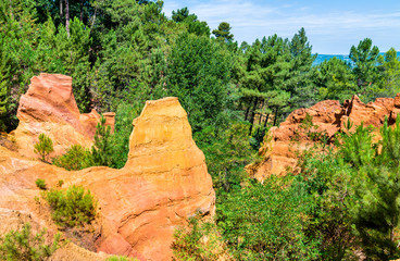 Ochre hills at Roussillon in Provence, France