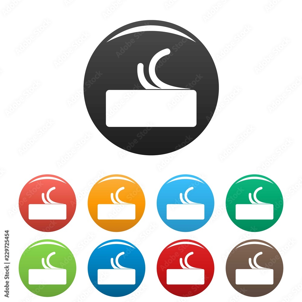 Poster side view butter icons set 9 color vector isolated on white for any design