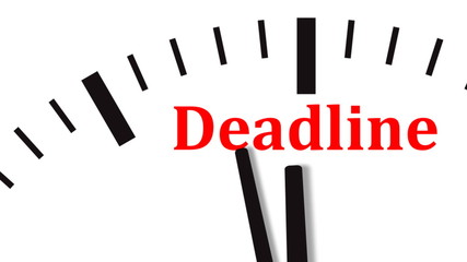 Illustration of white clock countdown to deadline.