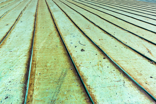 Close-Up of Patina Covered Metal Roof 
