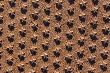 stars metal iron rust background and texture, rusty brown metal background