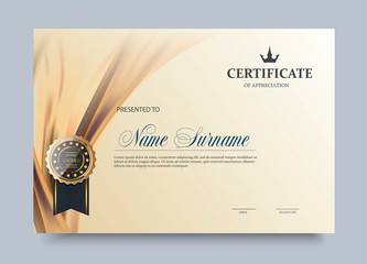 Certificate. Template diploma currency border. Award background Gift voucher. Vector illustration