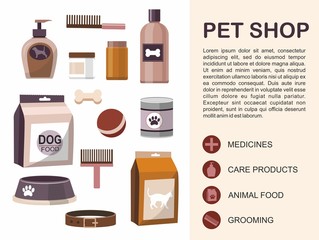 Pets accessories isolated on white background. Pet shop