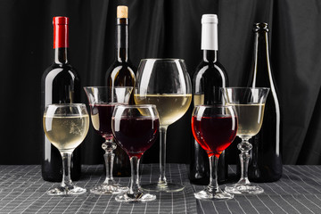 bottles and glasses of wine