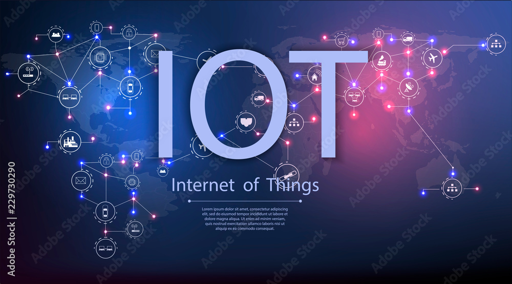 Leinwandbilder internet of things (iot), devices and connectivity concepts on a network, cloud at center. digital c