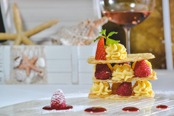 three layer cream dessert