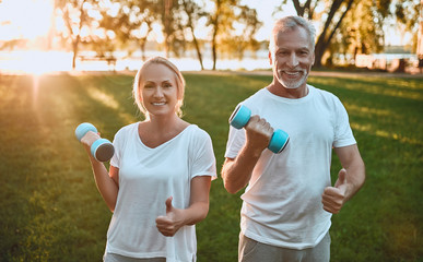 Senior couple doing sport outdoors