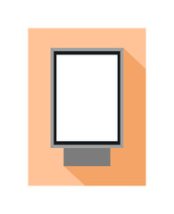 Vector flat icon of street citylight lightbox or billboard for advertising with dark shadow on a orange background