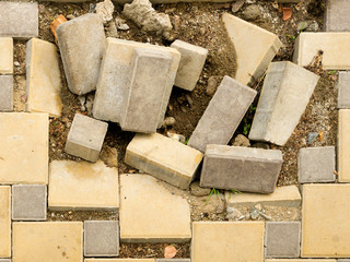 The texture of the urban paving stone