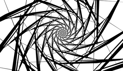 Spiral object on a white background. Arrows, rays, rotation