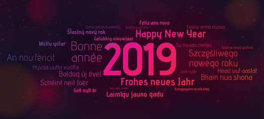 2019 Happy New Year Banner colorful Background