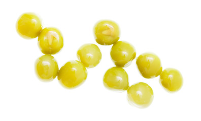 Marinated green peas on a white background