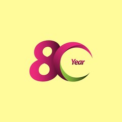 80 Year Anniversary Vector Template Design Illustration