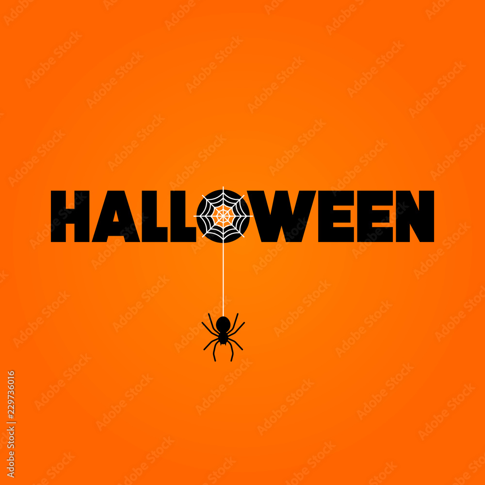 Aufkleber custom halloween text with cobweb and spider.
