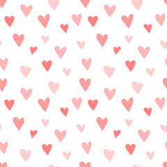 Fototapeta na wymiar Pink hearts seamless pattern. Concept of Baby Shower, birthday, love, Valentines Day, texture, background, wallpaper, wrapping paper, print for clothes, cards, banner. Vector illustration for girl