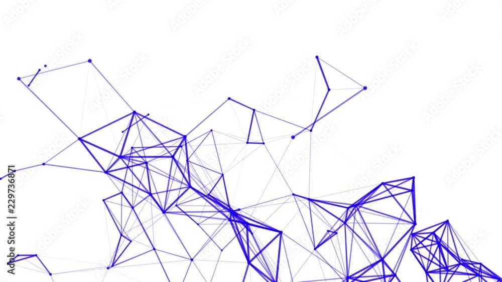Poster blue particles are moving slowly against a white background. abstract animation. 3d rendering