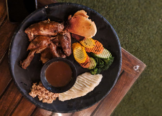 Indian Restaurant served chicken dish 