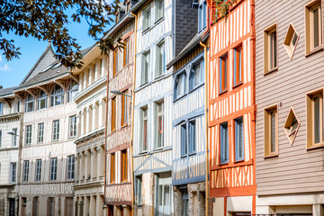 Fototapeta na wymiar Beautiful colorful half-timbered houses in Rouen city, the capital of Normandy region in France