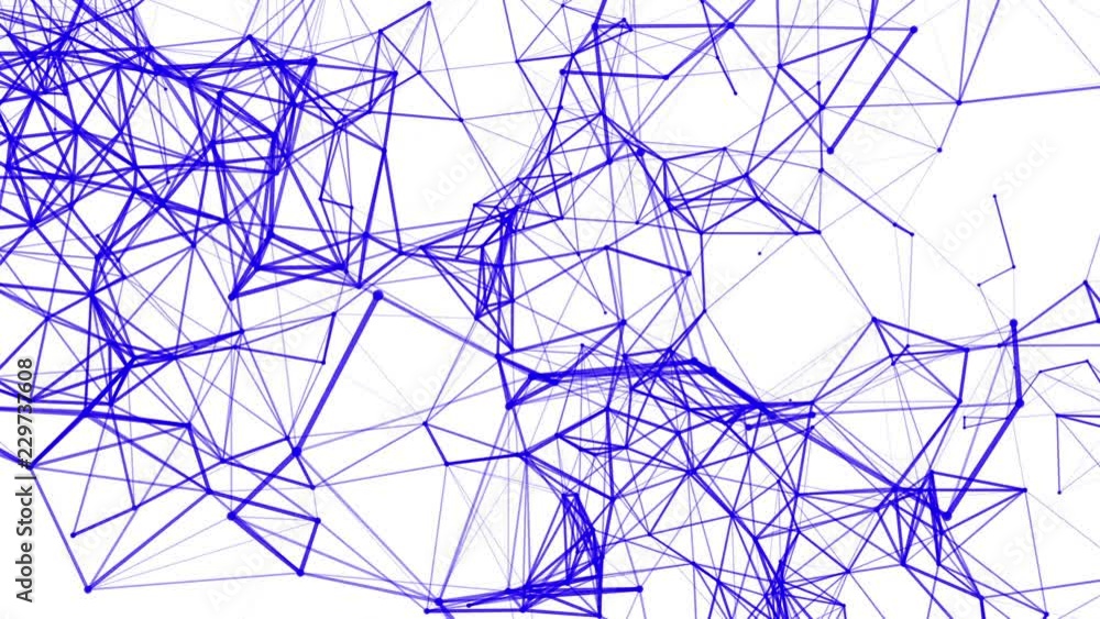 Poster blue particles are moving slowly against a white background. abstract animation. 3d rendering
