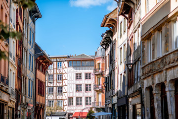 Fototapeta na wymiar Beautiful colorful half-timbered houses in Rouen city, the capital of Normandy region in France