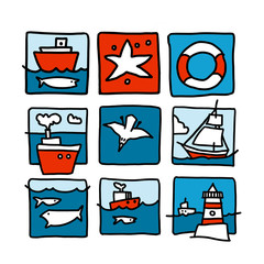 Sea cartoon sketch. Fullsize raster artwork.