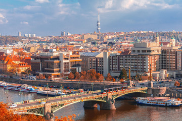 Autumn in Prague, business part of the city