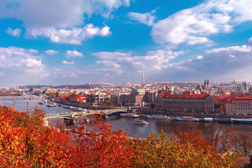 Autumn in Prague, business part of the city