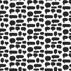 Speech bubbles empty for words or phrases black on white font in different forms seamless pattern design