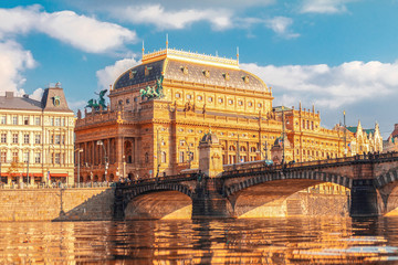 European city architecture, opera house and bridge