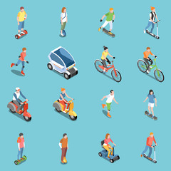 Personal Eco Transportation Icons Set © Macrovector