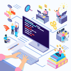 Software Developers Isometric Illustration