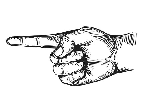 Hand gesture. Forefinger. Hand drawn illustration converted to vector