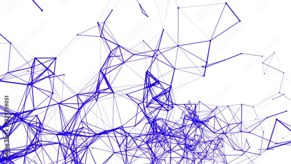 Poster blue particles are moving slowly against a white background. abstract animation. 3d rendering