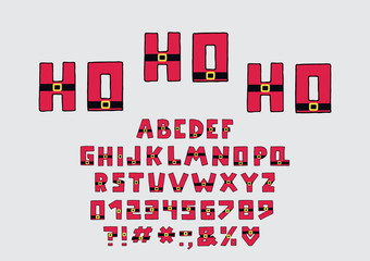 Fototapeta premium Alphabet Christmas design. Upper case English letters. Font clip art, typography style. Hand drawn vector illustration. EPS 10