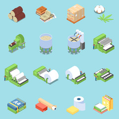 Paper Production Icons Set © Macrovector