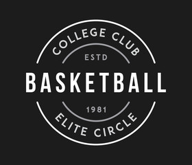 Obraz premium basketball college club circle white on black