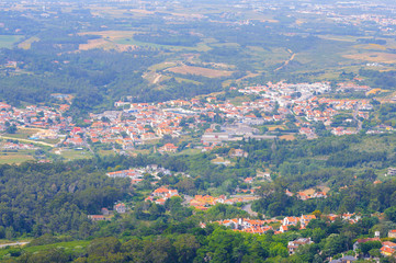 Fototapeta na wymiar View to the towns and forest