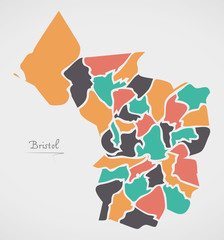 Bristol Map with wards and modern round shapes