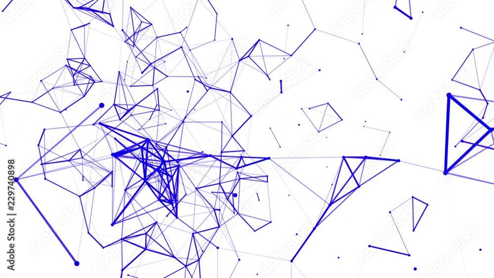 Poster blue particles are moving slowly against a white background. abstract animation. 3d rendering